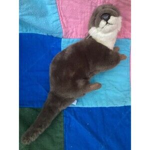 Uni Toys GERMANY Otter Plush Stuffed Toy Animal 8" Plus Tail Realistic Looking